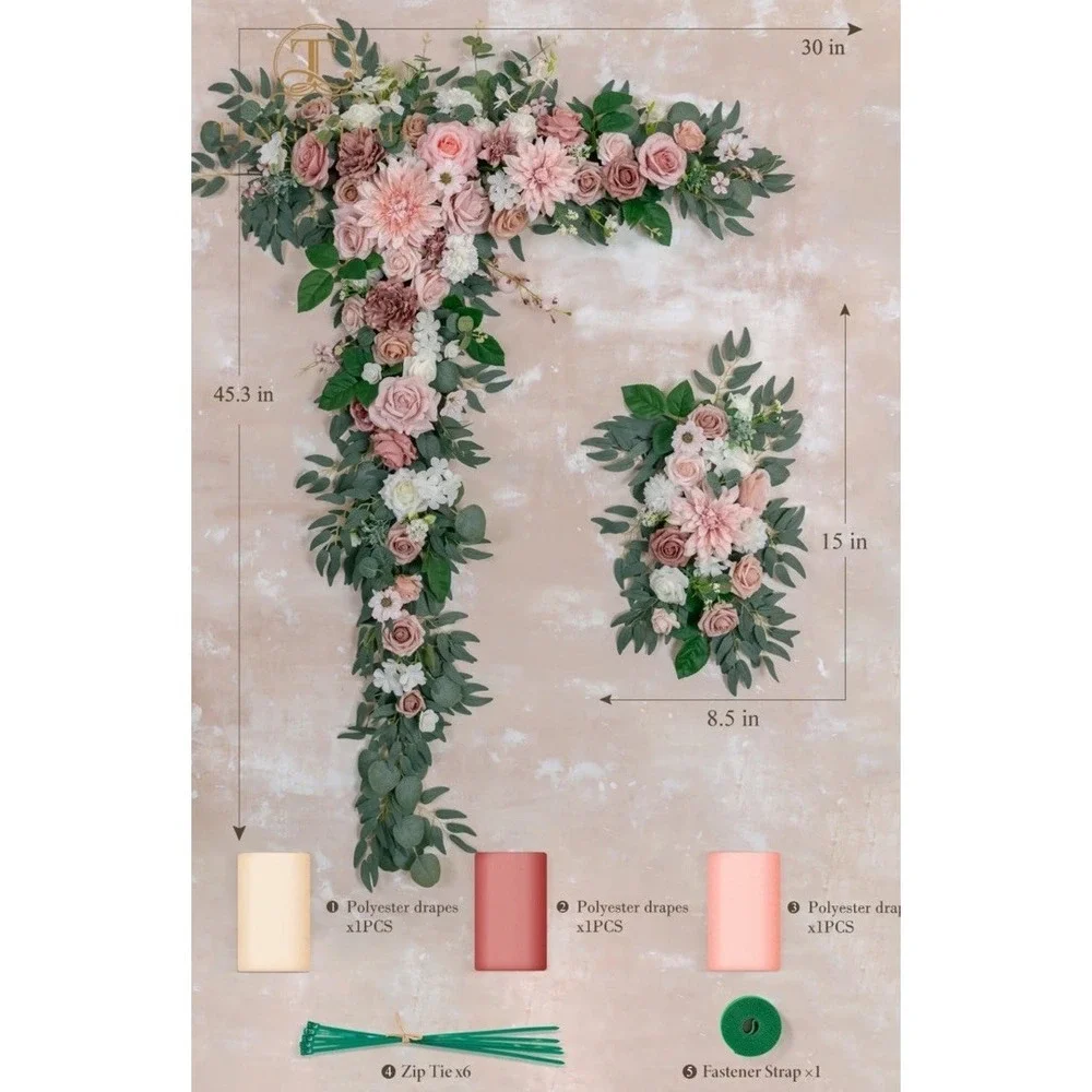 (40)Wedding Arch Flowers Kit -birthday 5pcs Artificial Floral Arch Not Include